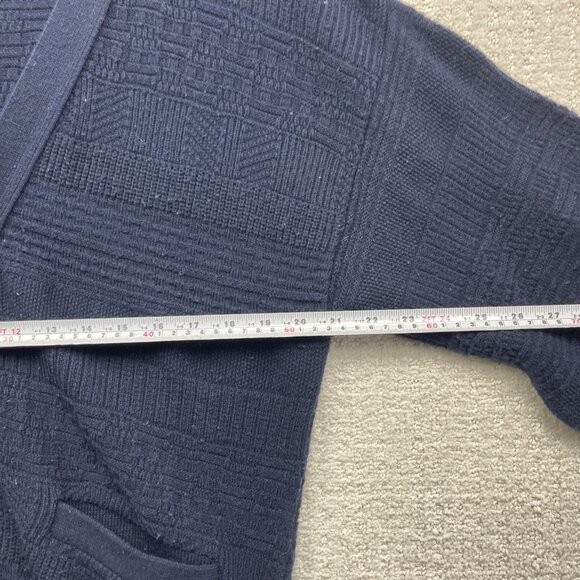 VTG Sweater Men M Blue Cooper Wool Blend Cardigan Grandpa Button 90s Canada Made - Picture 9 of 16